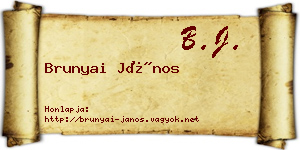 Brunyai János névjegykártya